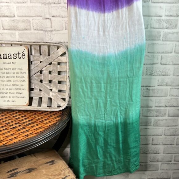 NWT Sunflower Tie Dye Beach Embroidered Sleeveless Dress Flowy Size Medium Boho - Picture 8 of 11